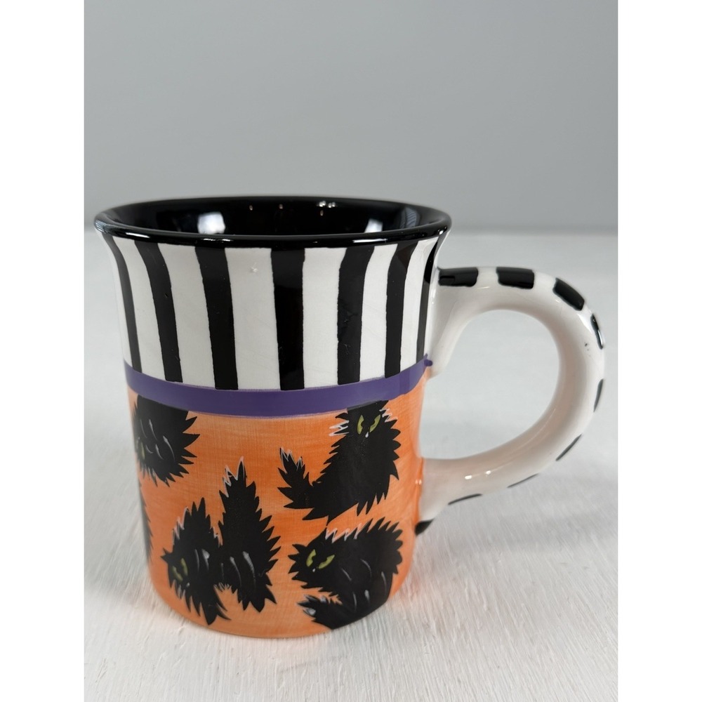Wendover Lane Ceramic Halloween Large Mug Black Scaredy Cat Sally Noll Design